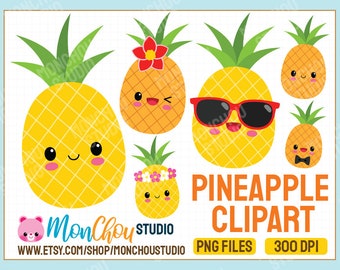 Kawaii Pineapple Clipart - Commercial and Personal Use Cliparts