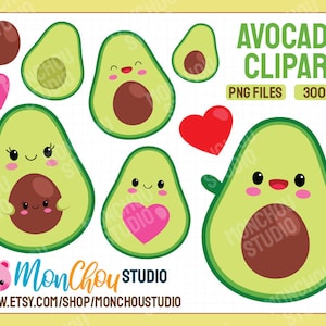 Kawaii Avocado Clipart - Commercial and Personal Use Cliparts