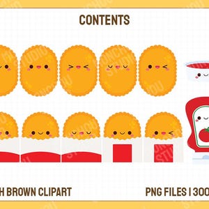 Hash Brown Clipart - Cute Kawaii Hash Browns Clip Art Set - Instant ...