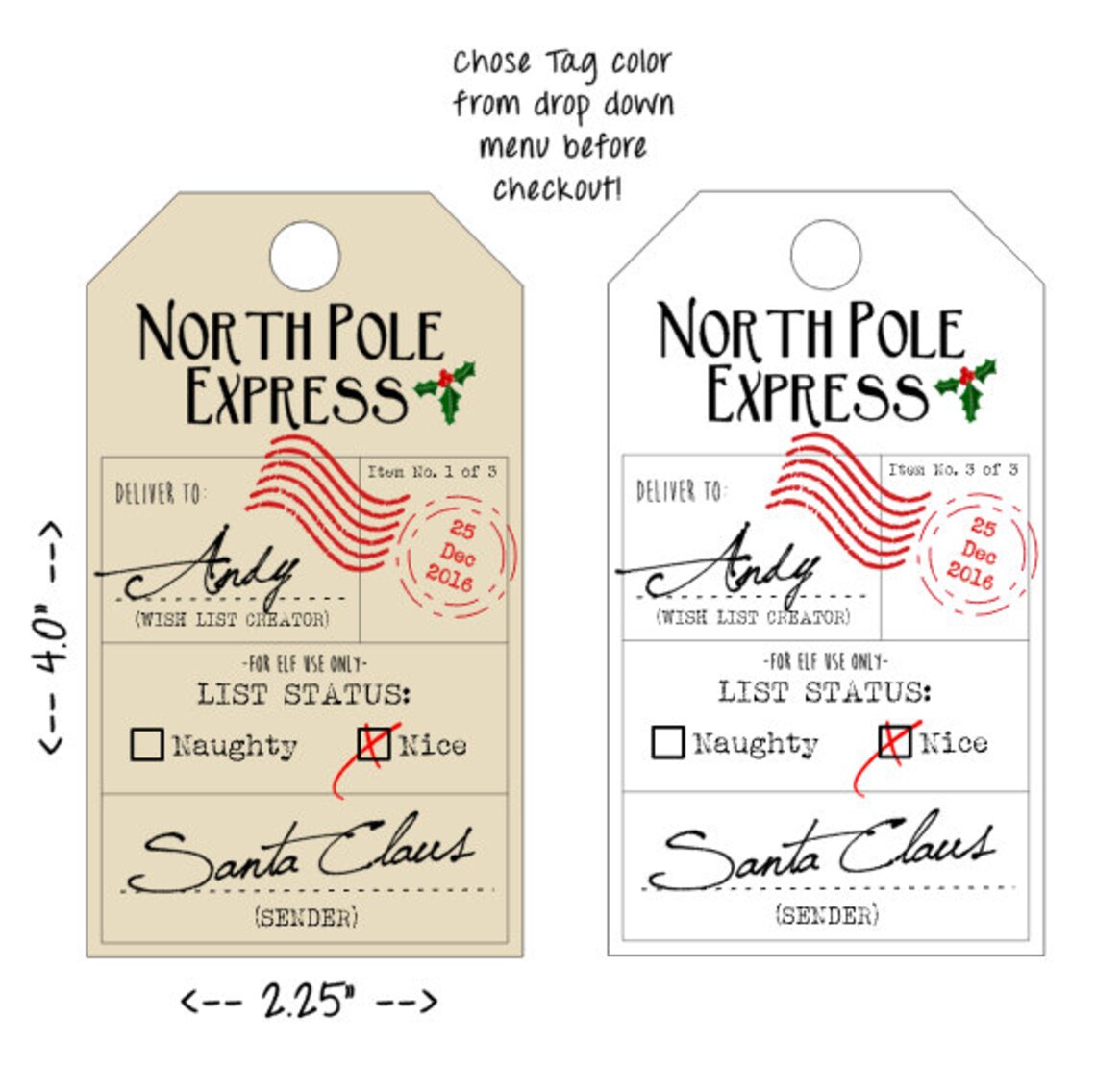 North Pole Gift Tags Santa Gift Tags Christmas Gift Tags | Etsy