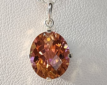 Incredible Sunrise Mystic Topaz Pendant in Sterling Silver Scroll Pendant!