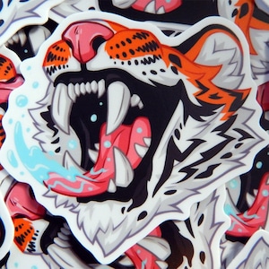 Tijger Maw vinyl waterdichte sticker