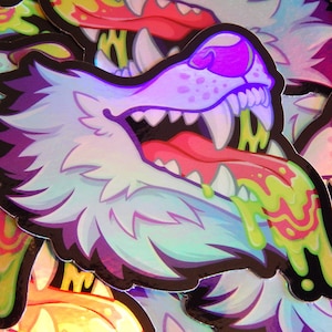 Holografische waterdichte vinylsticker Furry Maw
