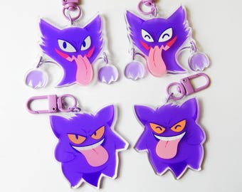Haunter and Gengar 2" porte-clés acrylique double face avec breloque
