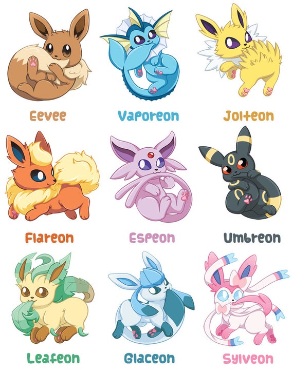 Pack Adesivos - Eeveelução - Eevee - Evolução - Pokémon