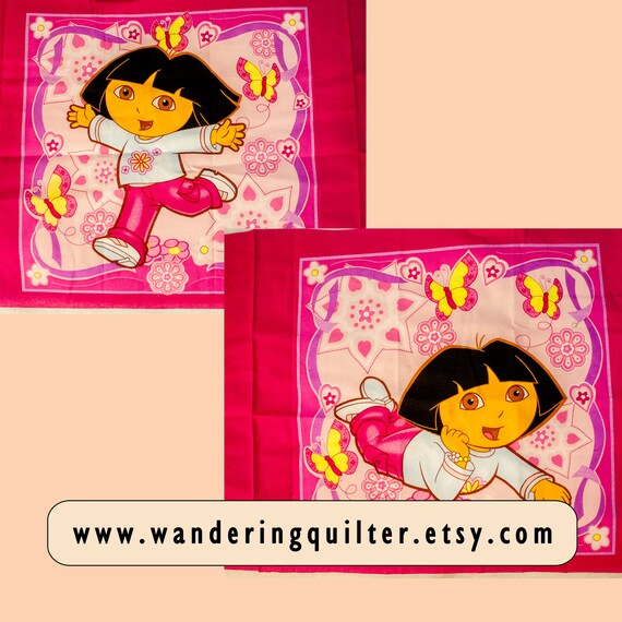 Dora The Explorer Pillow Panel Pinks And Purples Running In Etsy