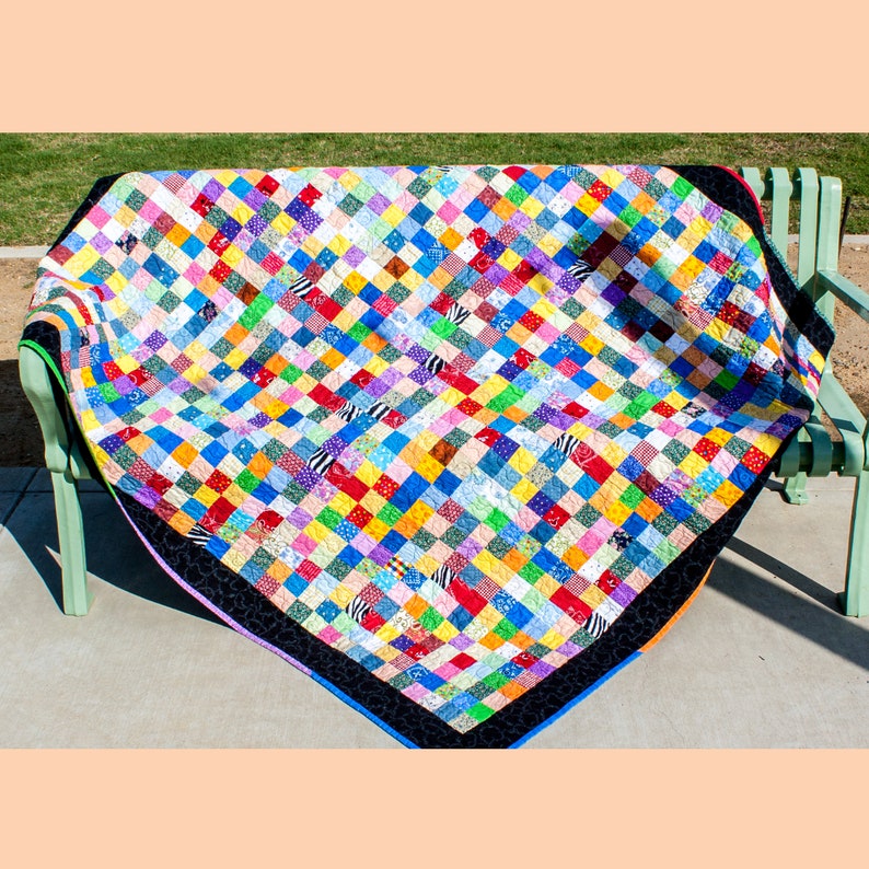 Rainbow Quilt Homemade Quilt Large throw Reversible Quilt 65 Etsy