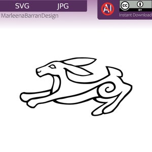 Vectorgrafisch bestand rennende haas, royalty-vrij, Creative Commons-naamsvermelding, om te gebruiken als materiaal voor je knutselwerk of als digistempel