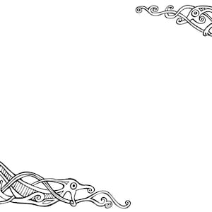 Diseño de esquina de dragón con nudo vikingo, clipart vectorial, donación de dominio público