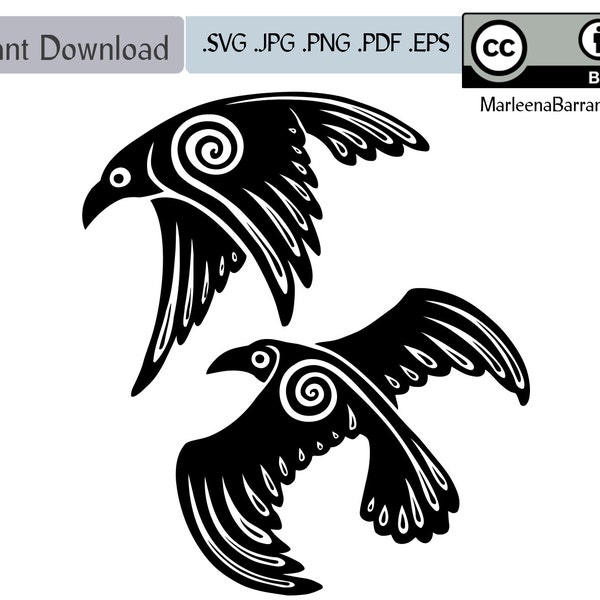 Two Ravens. Two raven spirits in a circular design