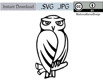 Little Owl drawing, SVG vector art file for use in crafts, art, as clipart, tattoo or digital stamp