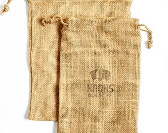 Farmhouse Set of Four Red /& Natural Jingle Bell Tie On Baked Goods Shabby Chic Christmas Wrapping Packaging Believe Burlap Gift Bags