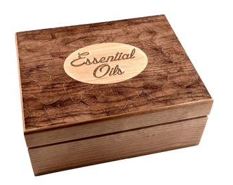 Essential Oil Storage Box-Violet Garden Design Engraved in Heirloom Quality Hardwood-Our Exclusive Design