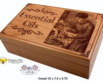 Victorian Engraved Alder Essential Oil Storage Box - Mother & Child