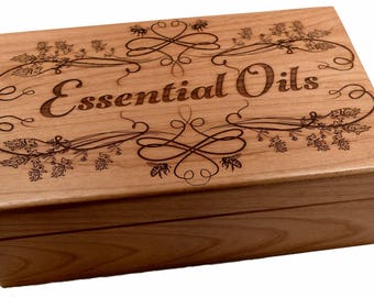 Engraved Essential Oil Storage Box – Honeybee Lavender Design, USA Made