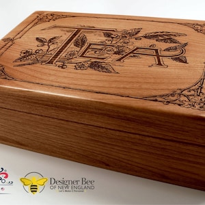 Wood Tea Box - Our Classic Vintage Design-Heirloom Quality-Store and Serve Your Favorite Teas in Style! - Great Kitchen or Housewarming Gift