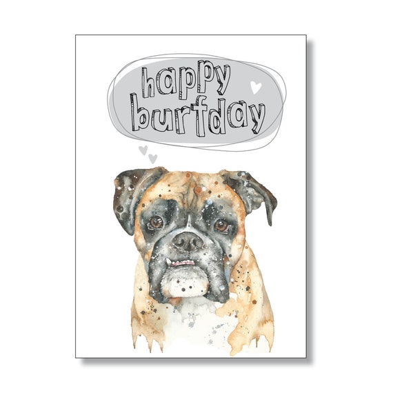 Boxer Dog Card Blank inside Greeting Card with Envelope