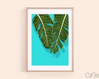 Tropical Leaf Print, Botanical Art, Plant Poster, Coastal Wall Decor