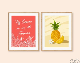 Gallery Wall Set, Set of 2 Prints, Tropical Wall Art, Inspirational Wall Art