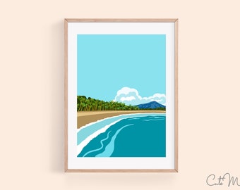 Costa Rica Poster, Tropical Wall Art, Beach Art Print, Rainforest Digital Print