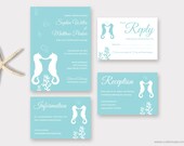 Beach Wedding Invitation Printable Seahorse Wedding Destination