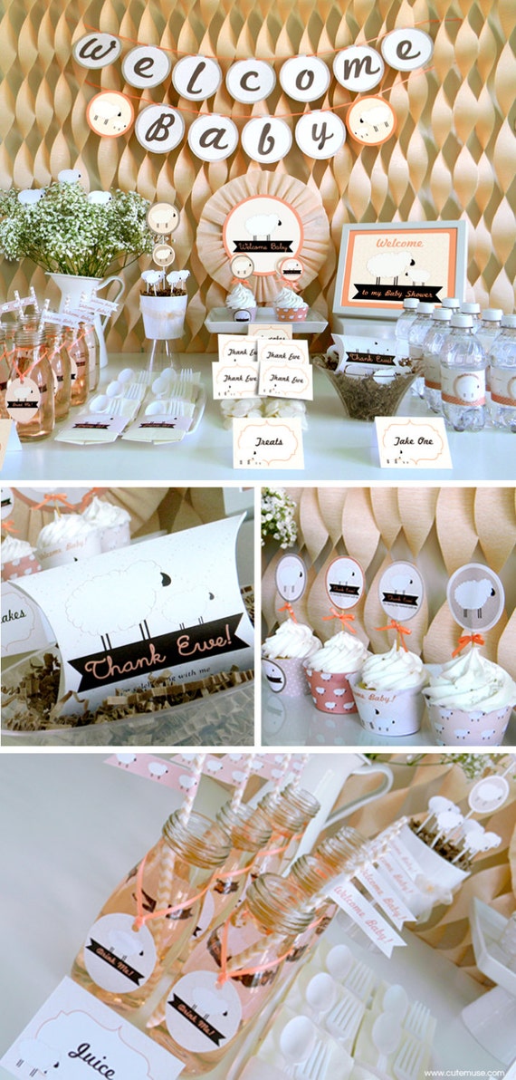 Little Lamb Baby Shower Printable Party Package Decorations Sheep