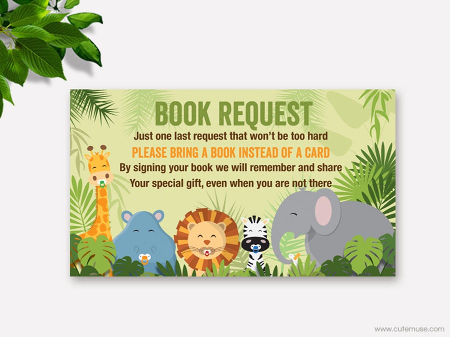 Jungle Book Request Card Baby Shower Printable Safari Bring A Etsy