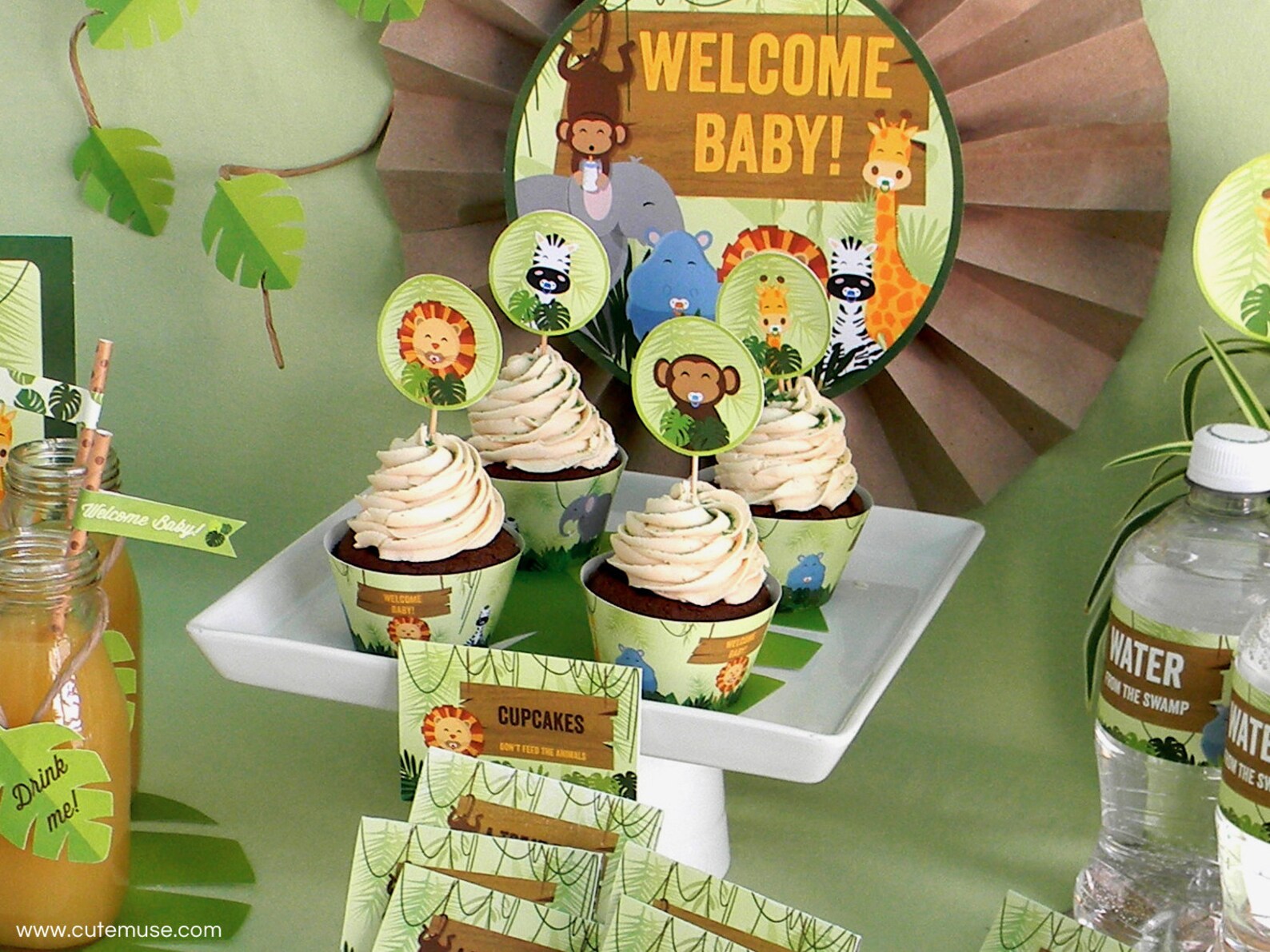 Jungle Cupcake Toppers Baby Shower Printable Safari Cupcake Etsy