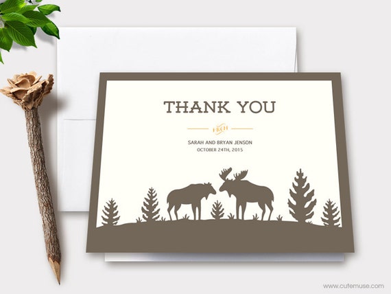 Moose Marriage Thank Oneself Playing cards Printable, Tailored Observe photograph relating to Moose Template Printable named Moose Marriage Thank Yourself Playing cards Printable, Custom made Be aware