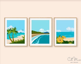 Set of 3 Prints, Colorful Wall Art, Tropical Decor, Gallery Wall Set