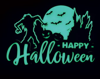 Glow in the Dark HAPPY HALLOWEEN Zombie Cake Topper - Solid 3D Printed Plastic