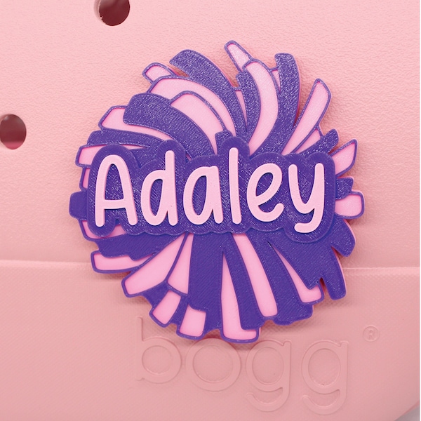 Custom Cheerleading Pom Pom Bogg Bag Charm - Personalized 3D Printed Cheerleader Bag Accessory