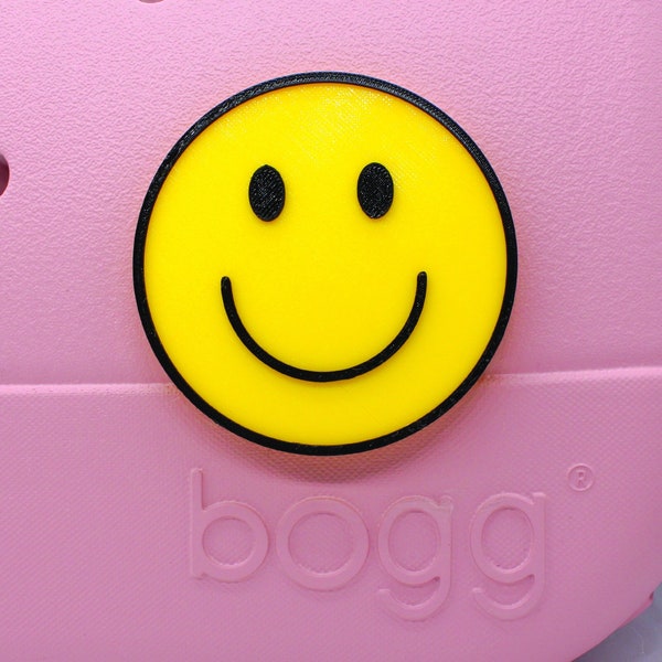 Symbol of Happiness - Classic Yellow Smiley Face Bogg Bag Charm Accessory - 3d Printed Retro Happy Smile Face