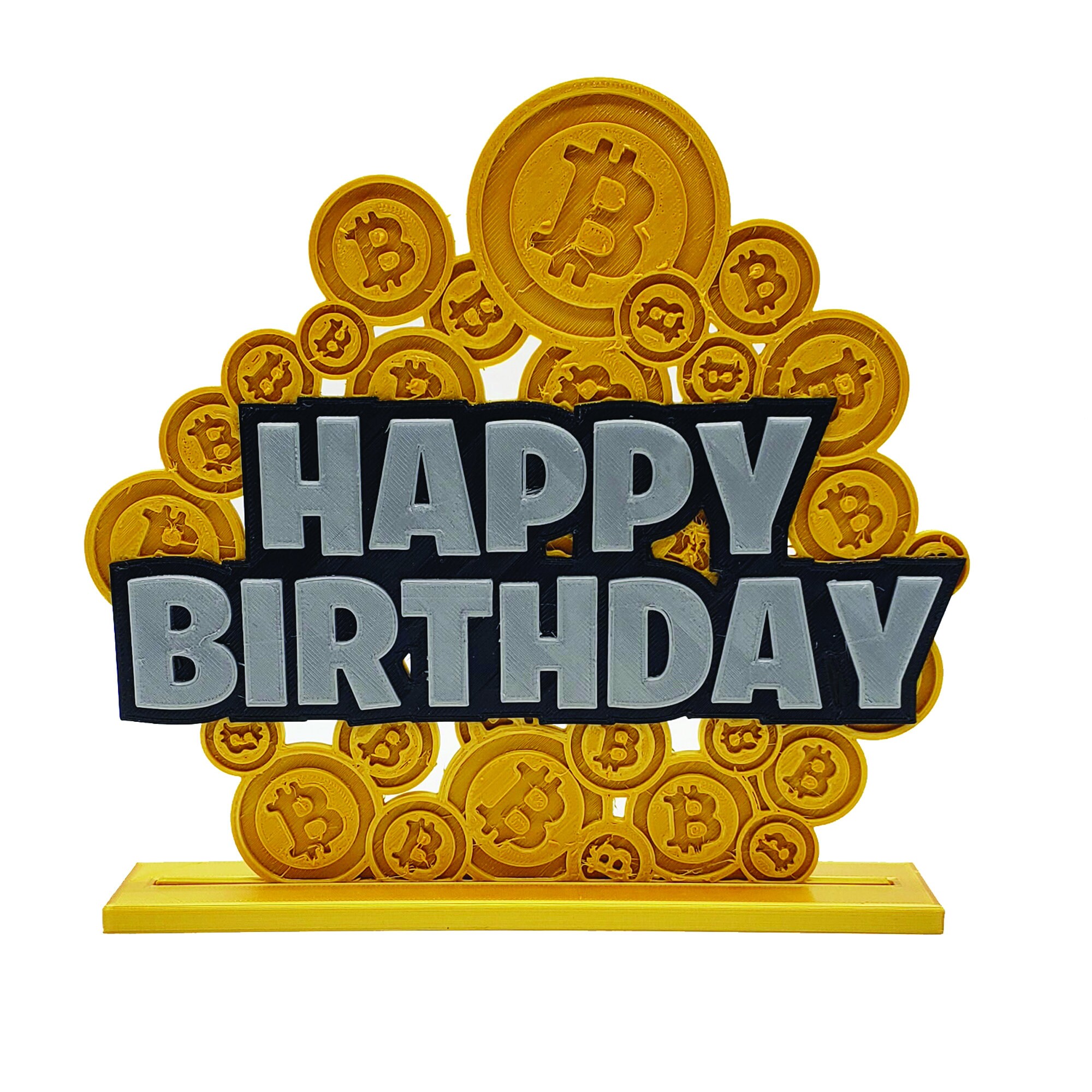 Bitcoin Cryptocurrency Happy Birthday Cake Topper on Base - Etsy Ireland