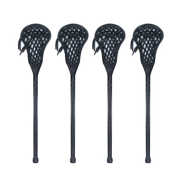 Set of 10 Lacrosse Sticks Cupcake Toppers - Solid 3D Printed Plastic Sports Birthday Party Cake Decoration