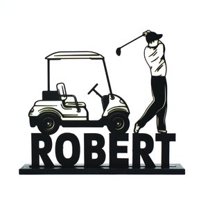 Décoration de gâteau de golf personnalisée sur base souvenir en plastique solide pour une fête de golfeur