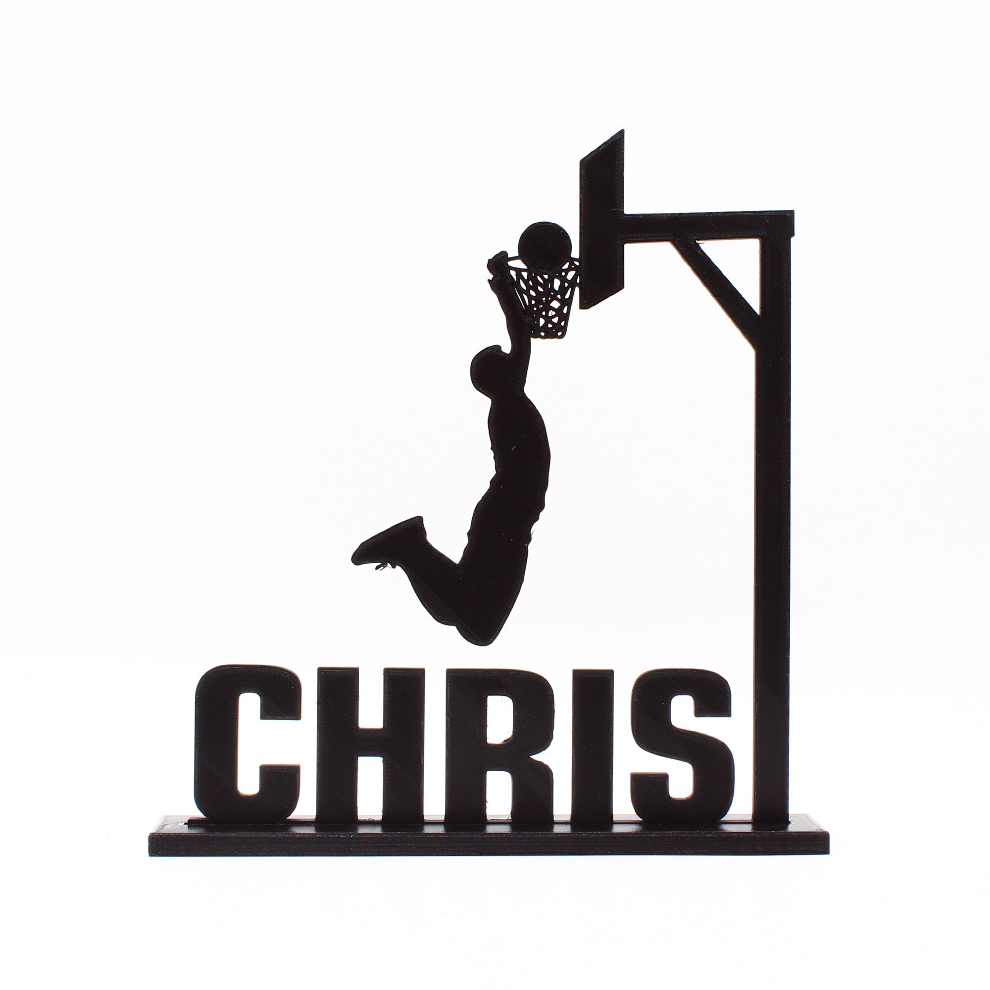 Custom BASKETBALL Slam Dunk CAKE TOPPER Nameplate on Keepsake Base Solid 3D Printed Plastic Sports Party Decoration
