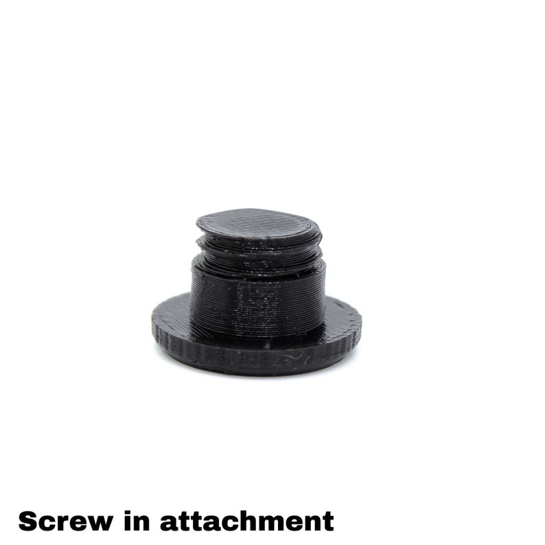May include: Black plastic screw-in attachment for a 3D printed object.