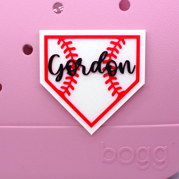 Step Up to the Plate with this Personalized Baseball Home plate Bogg Bag Charm Accessory!