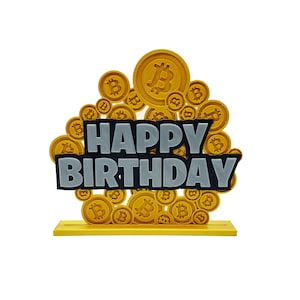 Bitcoin Crypto-monnaie Joyeux anniversaire Cake Topper sur la base