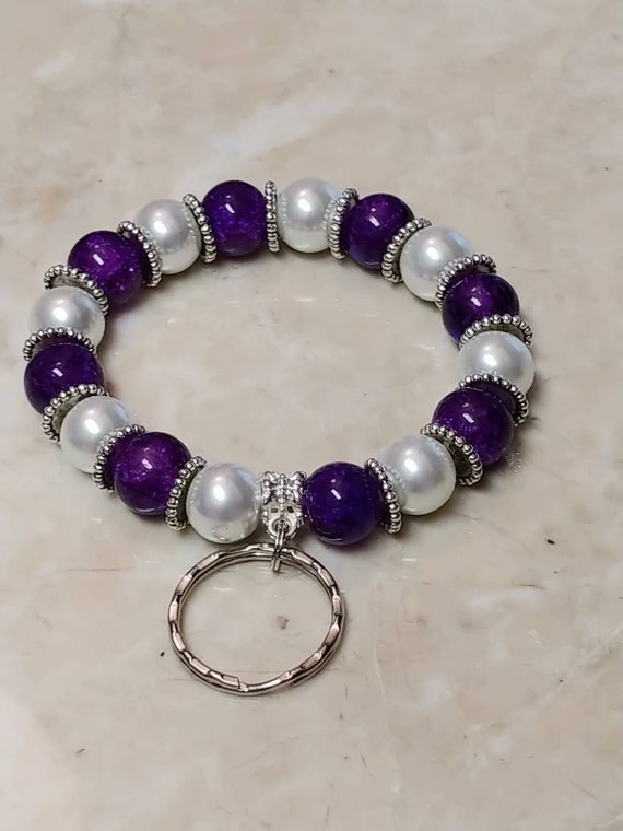 Beaded Key Chain Bracelet Keychain Beaded Keychain Bracelet Etsy