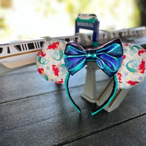 Little Mermaid Disney Inspired Minnie Ears Ariel Mickey Bow