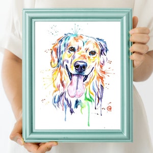 Golden Retriever Art Print par Lisa Whitehouse | Peinture d’animaux de compagnie, Art de chien, Peinture de chien coloré, Art mural, Art d’animal de compagnie
