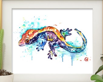 Gecko Wall Art, Lizard Art Print, Gecko Painting, Watercolor illustrations, Reptile Poster