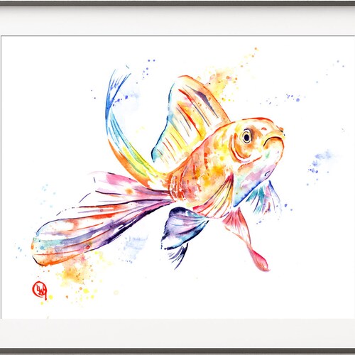 Goldfish Bathroom Fancy Goldfish Art Kids Bathroom Decor Etsy