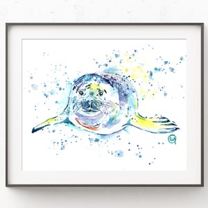 Seal Print, Harbor Seal, Arctic Nursery Decor, Ocean Art, Animal Art, Watercolor Painting, Zoo Animals, Ocean Decor