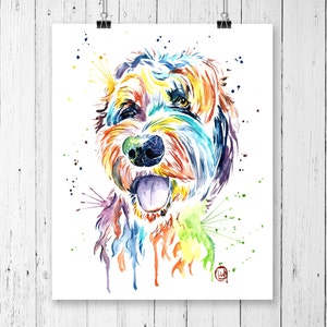 Goldendoodle Art, Goldendoodle Print, Pet Portrait, Golden Doodle Art, Dog Art, Dog Decor, Doodle, Dog Watercolor Painting, Birthday Gift image 5