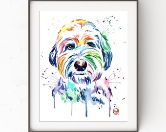 Old English Sheepdog, Dog Lover Gift, Dog Memorial, Sheepdog Memorial, Rainbow Bridge, Watercolor Painting, Art Prints, Pet Gift