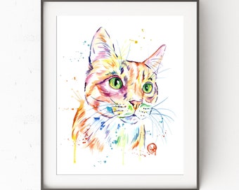 Cat Lover Gift, Cat Print, Cat Artwork, Orange Tabby, Cats, Cat Art, Animal Portraits, Cat Gifts, Watercolour, Pet Art, Cat Poster