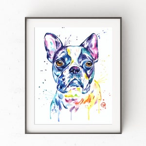 Boston Terrier Art, Boston Terrier Gifts, Dog Memorial, Dog Painting, Boston Terrier Print, Boston Terrier Mom, Dog Decor, Rainbow Bridge